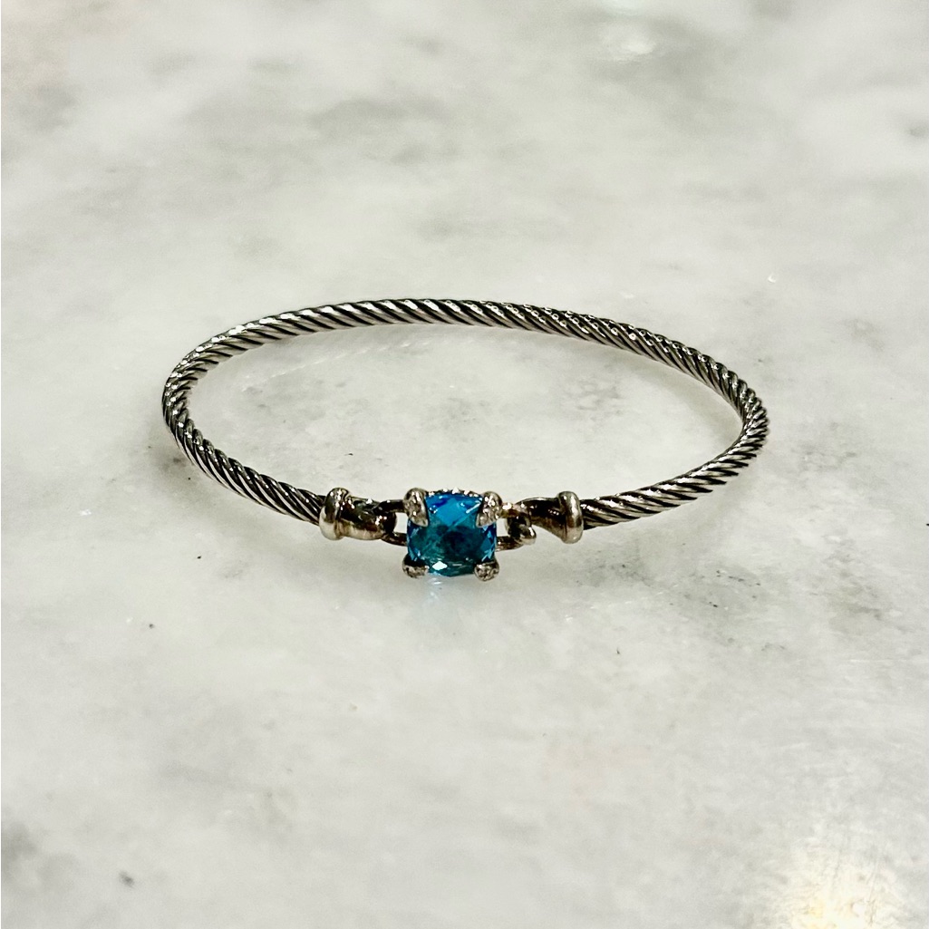 David Yurman Silver Bracelet With Blue Accent